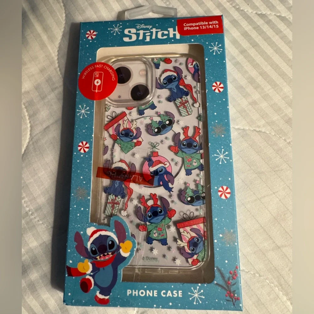 Disney STITCH Holiday Case-FESTIVE & FUN for iPHONES 13/14/15❤️💙zoom in 4details